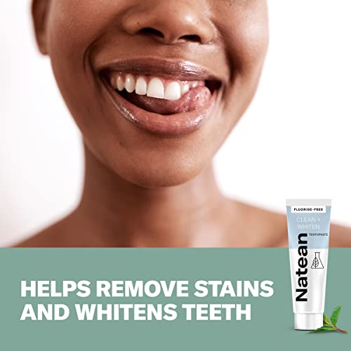 Natean Clean + Whiten Fluoride Free Whitening Toothpaste, Clean Mint - 4.7 Oz Tube