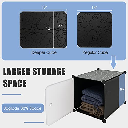 Tangkula 16 Cubes Portable Wardrobe Closet, Combination Bedroom Dresser Armoire with Hanging Sections, Cube Storage Organizer for Hanging Clothes, DIY Closet Cabinet for Books, Toys, Shoes