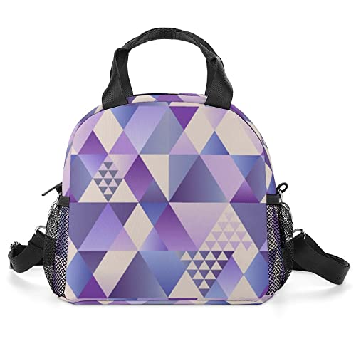 Ultra Violet Art Deco Printed Lunch Box Tote Bag with Handles and Shoulder Strap for Men Women Work Picnic