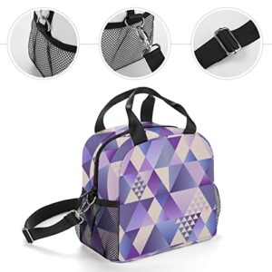 Ultra Violet Art Deco Printed Lunch Box Tote Bag with Handles and Shoulder Strap for Men Women Work Picnic