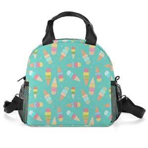 ice cream pattern printed lunch box tote bag with handles and shoulder strap for men women work picnic