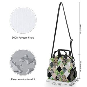 Tropical Palm Leaves and Exotic Leopard Printed Lunch Box Tote Bag with Handles and Shoulder Strap for Men Women Work Picnic