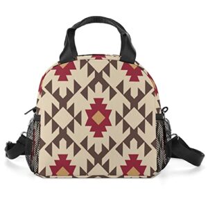 tribal southwestern printed lunch box tote bag with handles and shoulder strap for men women work picnic
