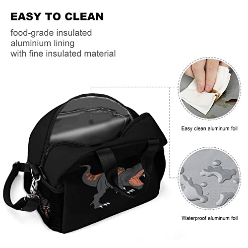 Dinosaur Printed Lunch Box Tote Bag with Handles and Shoulder Strap for Men Women Work Picnic