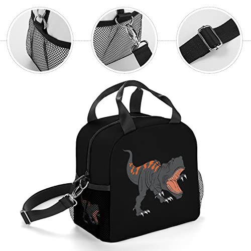 Dinosaur Printed Lunch Box Tote Bag with Handles and Shoulder Strap for Men Women Work Picnic