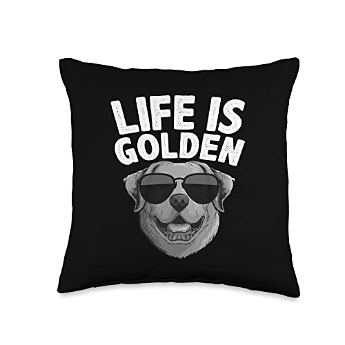 Golden Retriever Gift Labrador Accessories & Stuff Funny Golden Retriver Design for Men Women Kids Dog Lovers Throw Pillow, 16x16, Multicolor