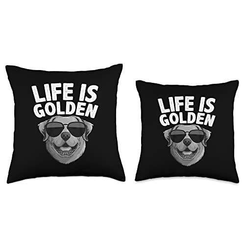 Golden Retriever Gift Labrador Accessories & Stuff Funny Golden Retriver Design for Men Women Kids Dog Lovers Throw Pillow, 16x16, Multicolor