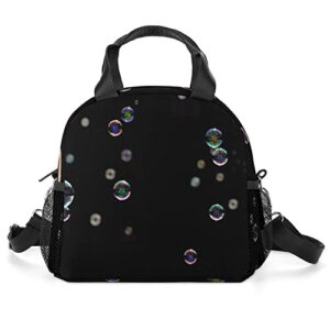 funny bubbles overlay transparent printed lunch box tote bag with handles and shoulder strap for men women work picnic