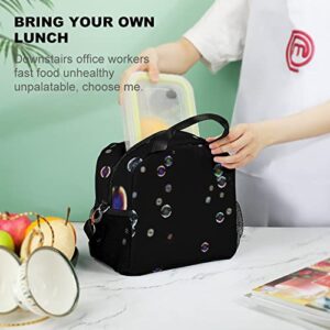 Funny Bubbles Overlay Transparent Printed Lunch Box Tote Bag with Handles and Shoulder Strap for Men Women Work Picnic