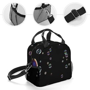 Funny Bubbles Overlay Transparent Printed Lunch Box Tote Bag with Handles and Shoulder Strap for Men Women Work Picnic