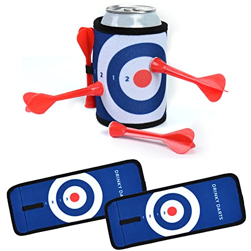 Drinky Darts Tailgating Game (2 Beverage Container Wraps with Darts) Fun Koozie Can Coolers for Beach Camping Yardgames