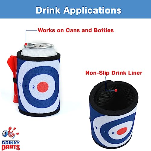 Drinky Darts Tailgating Game (2 Beverage Container Wraps with Darts) Fun Koozie Can Coolers for Beach Camping Yardgames