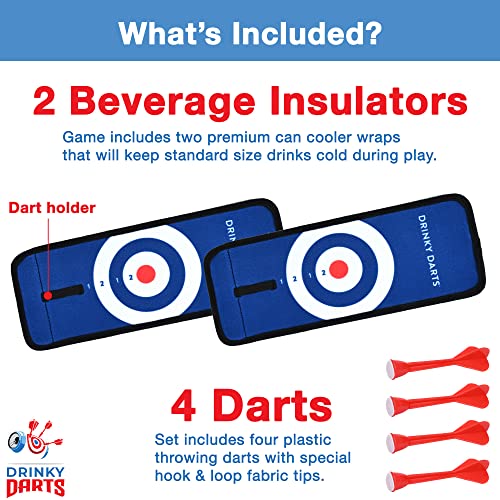 Drinky Darts Tailgating Game (2 Beverage Container Wraps with Darts) Fun Koozie Can Coolers for Beach Camping Yardgames