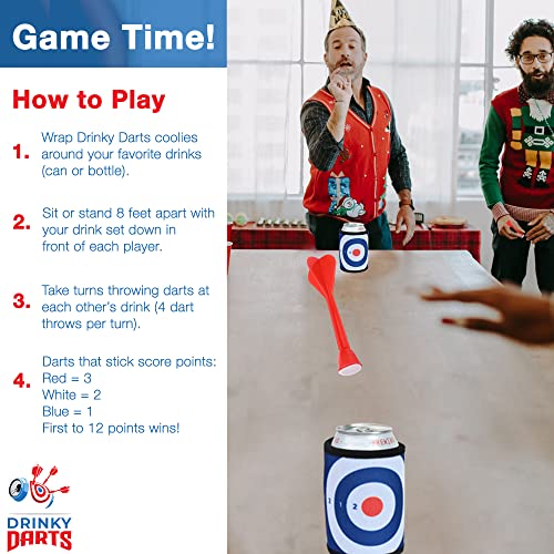 Drinky Darts Tailgating Game (2 Beverage Container Wraps with Darts) Fun Koozie Can Coolers for Beach Camping Yardgames