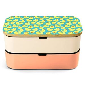 yellow rubber duck and bubbles bento lunch box leak-proof bento box food containers with 2 compartments for offce work picnic yellow-style