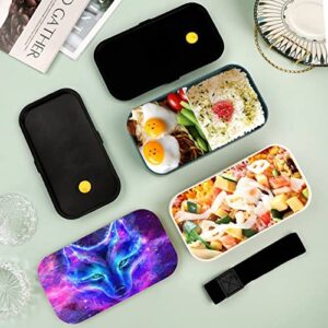 The Wolf in A Galaxy Bento Lunch Box Leak-Proof Bento Box Food Containers with 2 Compartments for Offce Work Picnic Green-Style
