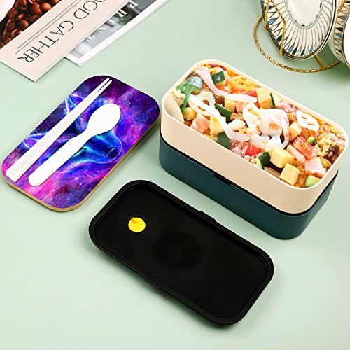 The Wolf in A Galaxy Bento Lunch Box Leak-Proof Bento Box Food Containers with 2 Compartments for Offce Work Picnic Green-Style