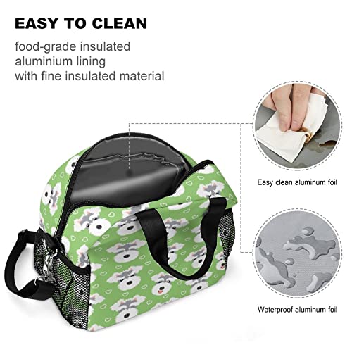 Cute Schnauzer Dog Printed Lunch Box Tote Bag with Handles and Shoulder Strap for Men Women Work Picnic