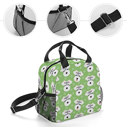 Cute Schnauzer Dog Printed Lunch Box Tote Bag with Handles and Shoulder Strap for Men Women Work Picnic