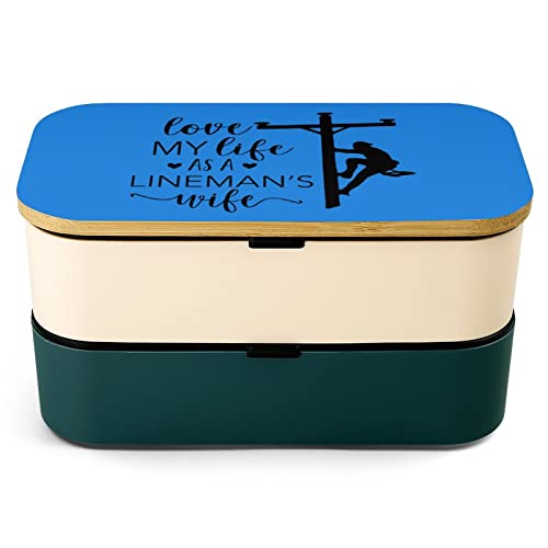 Lineman Wife Bento Lunch Box Leak-Proof Bento Box Food Containers with 2 Compartments for Offce Work Picnic Green-Style