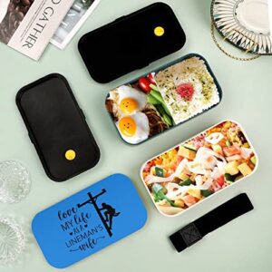 Lineman Wife Bento Lunch Box Leak-Proof Bento Box Food Containers with 2 Compartments for Offce Work Picnic Green-Style