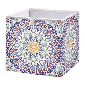 kigai floral mandala fabric storage bin 11" x 11" x 11" cube baskets collapsible store basket bins for home closet bedroom drawers organizers