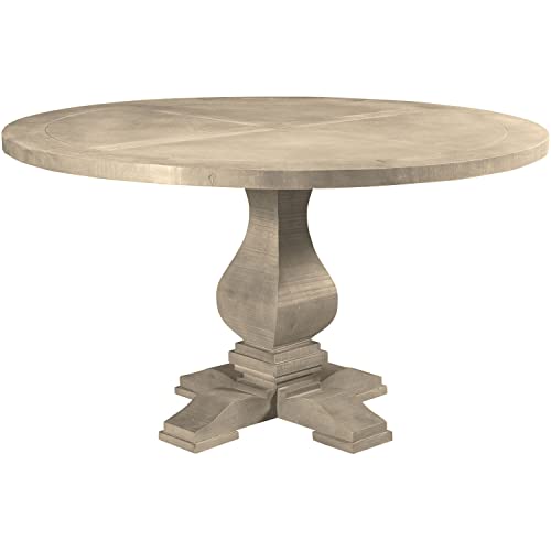 Hanover 54" Cimarron Mango Round Pedestal Table with Natural Washed Wood Finish, Rustic Hand-Crafted Modern Farmhouse Furniture for Home, Kitchen, Dining Room, Seats up to 4