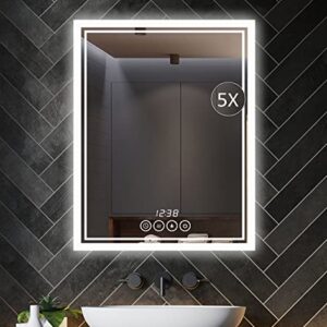 Msrorriw 24 x 32 Inch Bathroom Mirror with Lights for Wall Large Anti-Fog Led Lighted Wall-Mounted Vanity Mirrors Dimmable Back-lit Makeup Mirror (24" x 32", Rectangle)