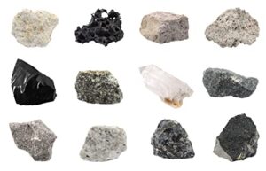 12 piece introduction to igneous rocks kit - includes 1" specimens - great for geology classrooms & basic field testing labs - tech cut rocks by eisco labs