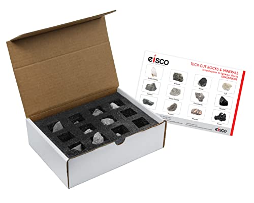 12 Piece Introduction to Igneous Rocks Kit - Includes 1" Specimens - Great for Geology Classrooms & Basic Field Testing Labs - Tech Cut Rocks by Eisco Labs