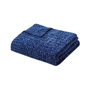 Tahari Home | Hanna Collection | Medieval Blue Soft Woven Chenille Throw, 50" x 60"