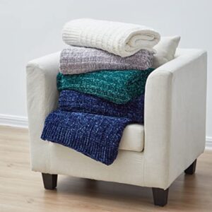 Tahari Home | Hanna Collection | Medieval Blue Soft Woven Chenille Throw, 50" x 60"