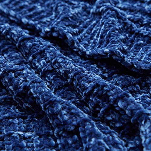 Tahari Home | Hanna Collection | Medieval Blue Soft Woven Chenille Throw, 50" x 60"