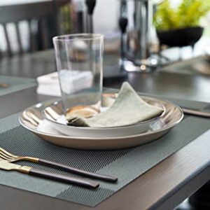 More Décor Dining Table Placemats, Washable Heat-Resistant PVC Vinyl Table Mats for Dining Room and Kitchen, Anti-Slip - Set of 6 - Grey