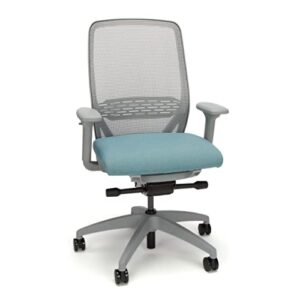 hon nucleus recharged grey office chair ergonomic suspended seat mesh back computer desk chair for home office, task work - synchro-tilt recline, swivel wheels, adjustable lumbar support & armrests