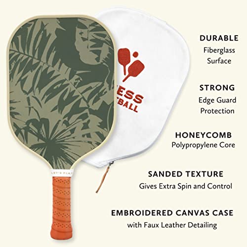 Recess Pickleball Paddles - USA Pickleball Association Approved Racket - with Honeycomb Core, Fiberglass Exterior, Canvas Covers, & Comfort Grip - Premium and Lightweight