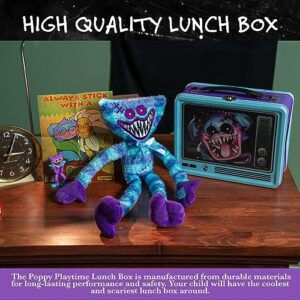 UCC DISTRIBUTING Poppy Playtime Huggy Wuggy & Friends PJ Pug-a-Piller Exclusive Lenticular Lunch Box Collectors Bundle - Includes 4 Exclusive Items –Plush, Figure, Mini Poster and Tin Lunch Box