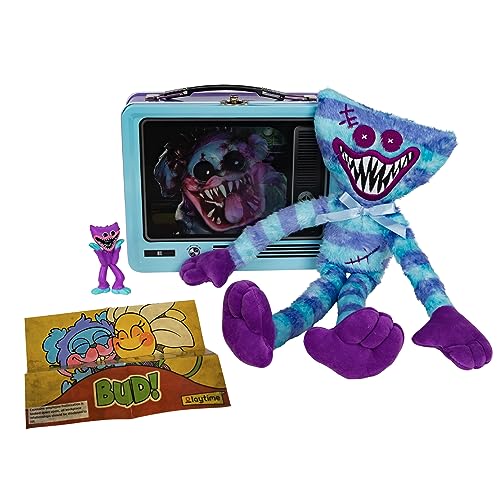 UCC DISTRIBUTING Poppy Playtime Huggy Wuggy & Friends PJ Pug-a-Piller Exclusive Lenticular Lunch Box Collectors Bundle - Includes 4 Exclusive Items –Plush, Figure, Mini Poster and Tin Lunch Box