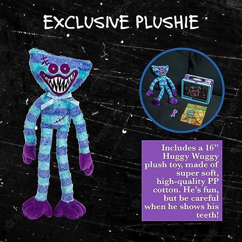 UCC DISTRIBUTING Poppy Playtime Huggy Wuggy & Friends PJ Pug-a-Piller Exclusive Lenticular Lunch Box Collectors Bundle - Includes 4 Exclusive Items –Plush, Figure, Mini Poster and Tin Lunch Box