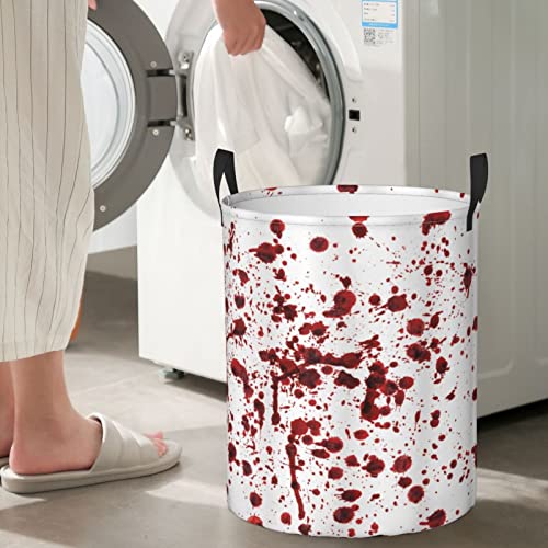 Laundry Basket,Splashes Of Blood Style Bloodstain Horror Scary Zombie Halloween Themed,Large Canvas Fabric Lightweight Storage Basket/Toy Organizer/Dirty Clothes Collapsible Waterproof For College Dorms-Large