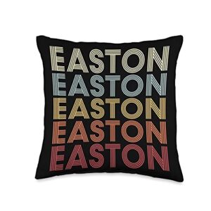 easton connecticut easton ct retro vintage text throw pillow, 16x16, multicolor