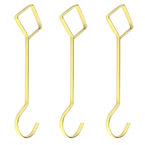 Chinflly 3 PCS Long Hanging Hooks,9.84 Inch / 250 mm Length -Shaped Door Hanger Hook,Metal Hanger Hooks Uses for Garden,Bathroom,Closet,Kitchen ect.Gold