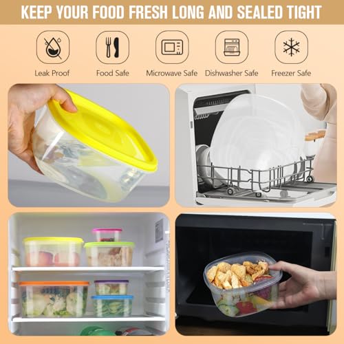 Arrinew Food Storage Containers with Lids, Nest Stackable Space-Save Design Plastic Storage Bowls, Multi-Color Kitchen Bowls Food Storage, BPA Free Microwave Freezer Dishwasher Safe, 7 Pack