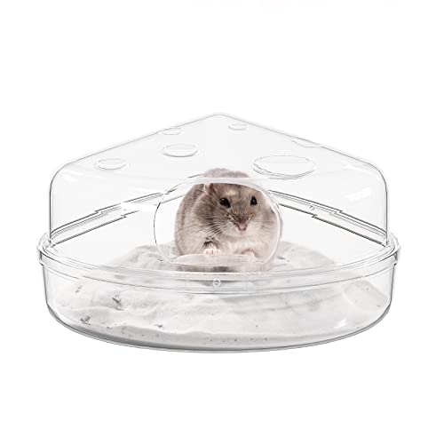 BUCATSTATE Hamster Sand Bath Box - Transparent Critter's Litter Box Sand Bath Shower Room & Digging Container Heighten Version for Guinea Pig Mice Gerbils or Other Small Pets (Small, Transparent)