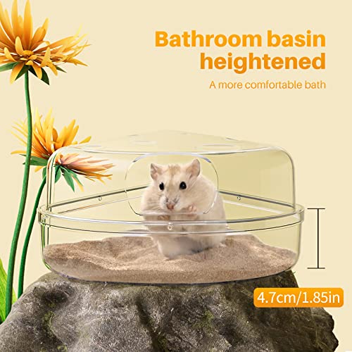 BUCATSTATE Hamster Sand Bath Box - Transparent Critter's Litter Box Sand Bath Shower Room & Digging Container Heighten Version for Guinea Pig Mice Gerbils or Other Small Pets (Small, Transparent)