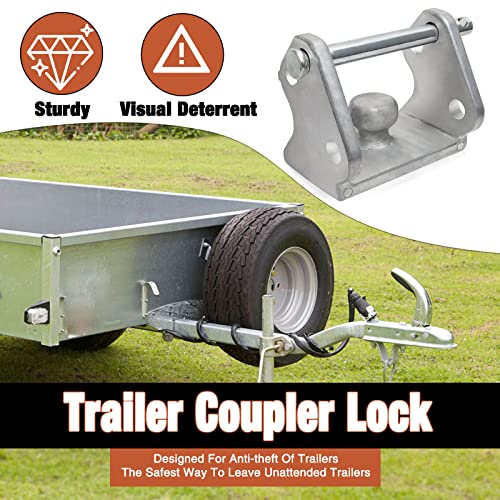 Trailer Hitch Lock, Trailer Lock with Pin, Aluminium Trailer Coupler Lock, Trailer Ball Lock Fits Over 2" to 2-5/16" Couplers, Heavy-Duty Trailer Tongue Lock, 1 Pack