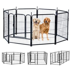 jhsomdr 40" height dog playpen 8 panels heavy duty indoor outdoor exercise fence,foldable portable pet puppy pen with lockable doors for large medium small dogs