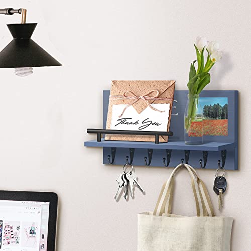 B BEAUTYBABY Key Holder for Wall Mail Organizer Wall Mount with Photo Frame 6 Key Hooks Decorative Farmhouse Hanging Key Rack Home Decor for Entryway or Mudroom