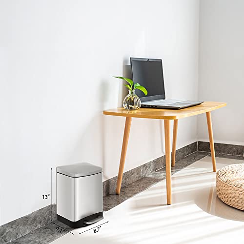 Innovaze 1.6 Gal./6 Liter Stainless Steel Rectangular Step-on Trash Can for Bathroom and Office