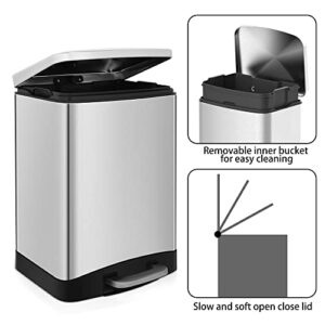 Innovaze 1.6 Gal./6 Liter Stainless Steel Rectangular Step-on Trash Can for Bathroom and Office